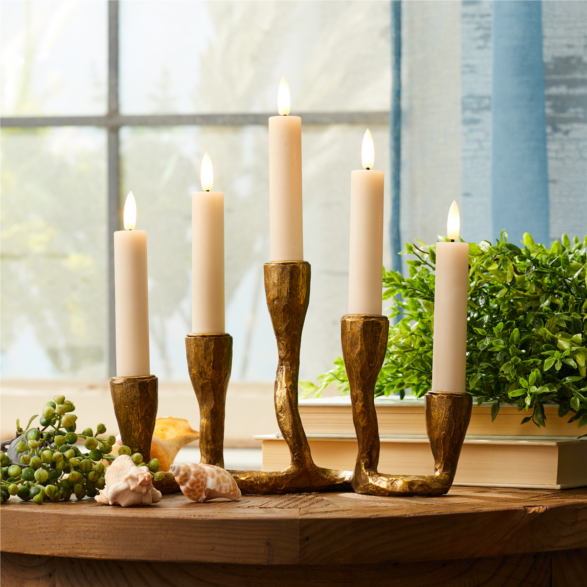 Taper Candle Holder (Set of 4) 9"L x 6"H Resin -Ship Only