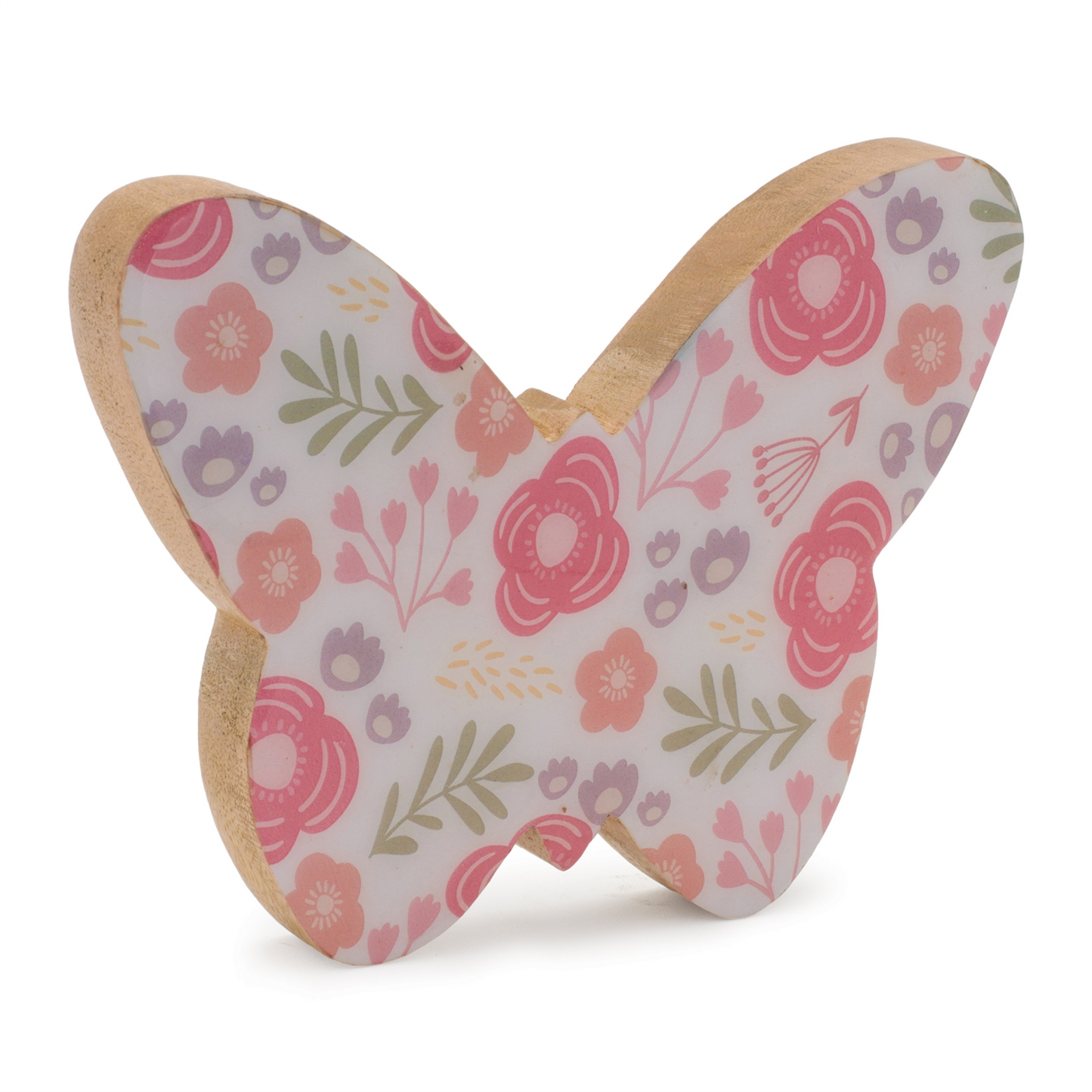 Wood Floral Patterned Butterfly Decor (Set of 2)