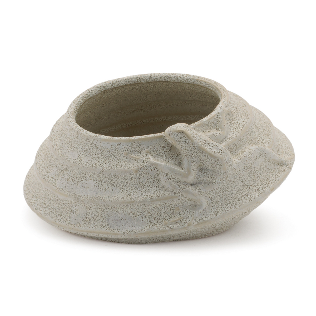 Round Porcelain Planter with Frog (Set of 2) -Ship Only