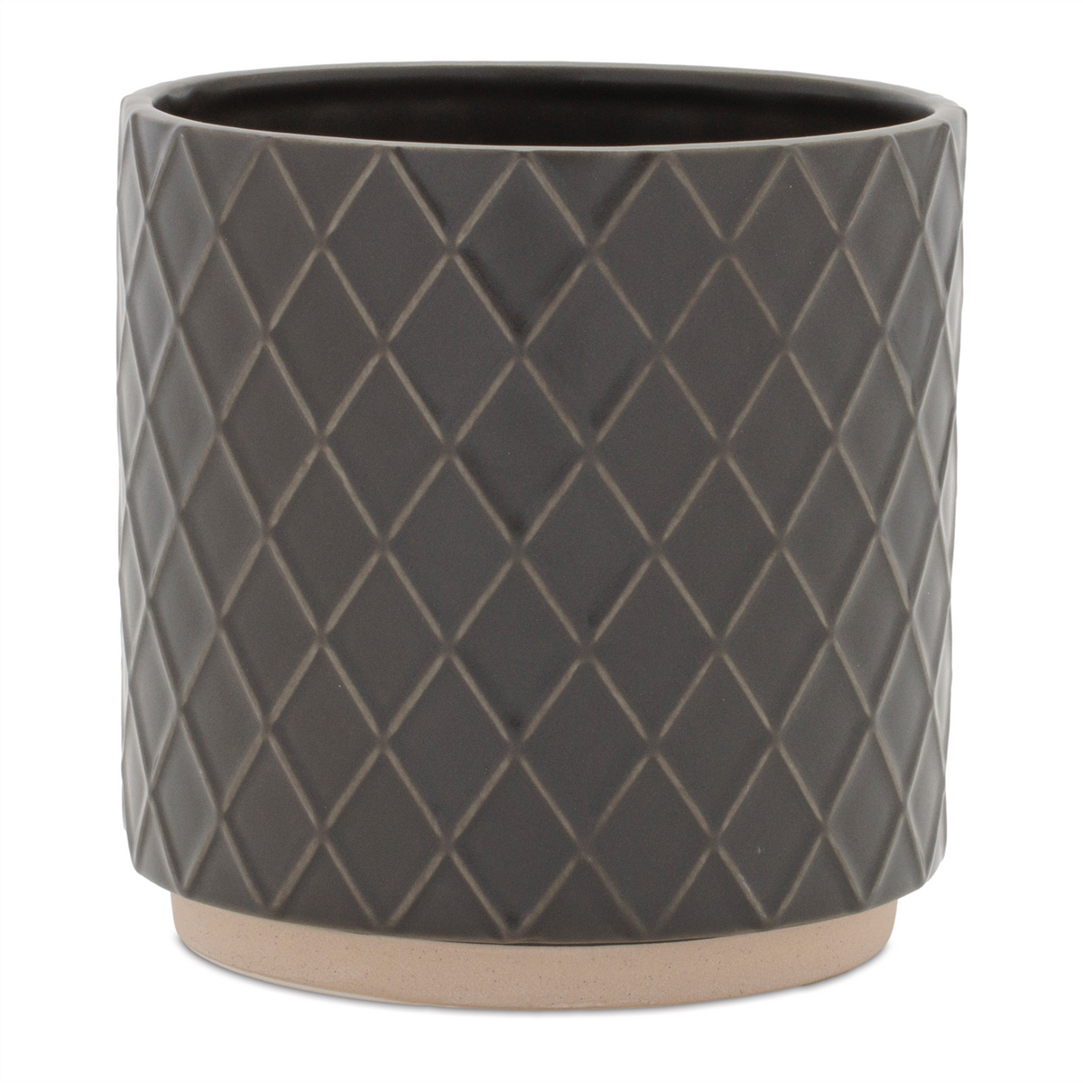 Ceramic Diamond Pattern Planter (Set of 2) -Ship Only