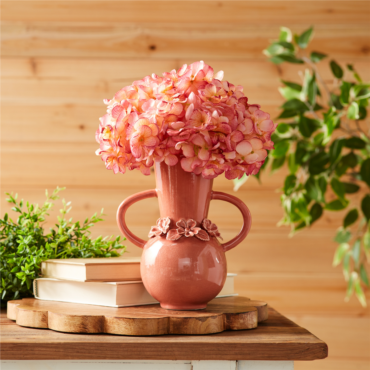Storeware Vase with Floral Accent (Set of 2) -Ship Only