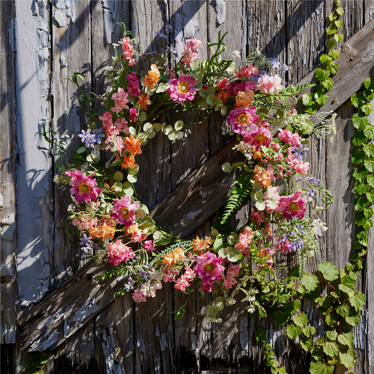 Mixed Floral and Foliage Wreath 20"D -Ship Only