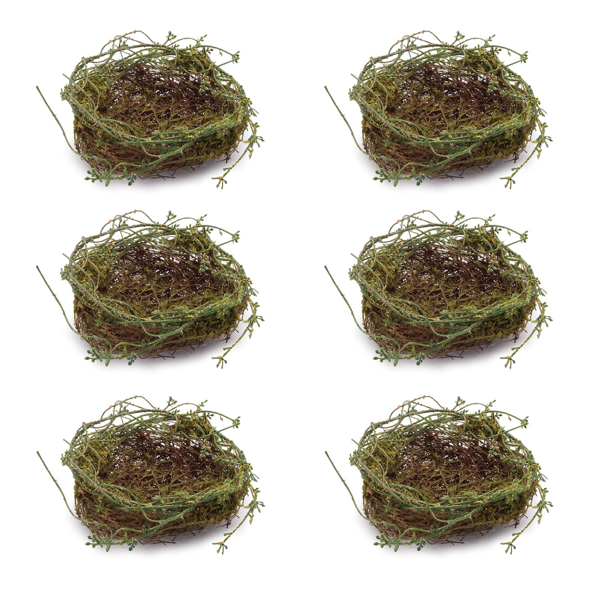 Nest (Set of 6) 7.5"D x 3.5"H Twig/Plastic -Ship Only
