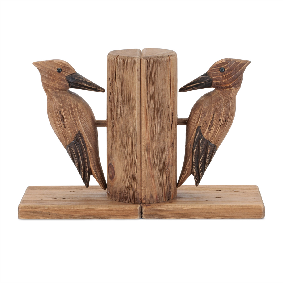 Pine Wood Woodpecker Bird Bookend (Set of 2) -Ship Only