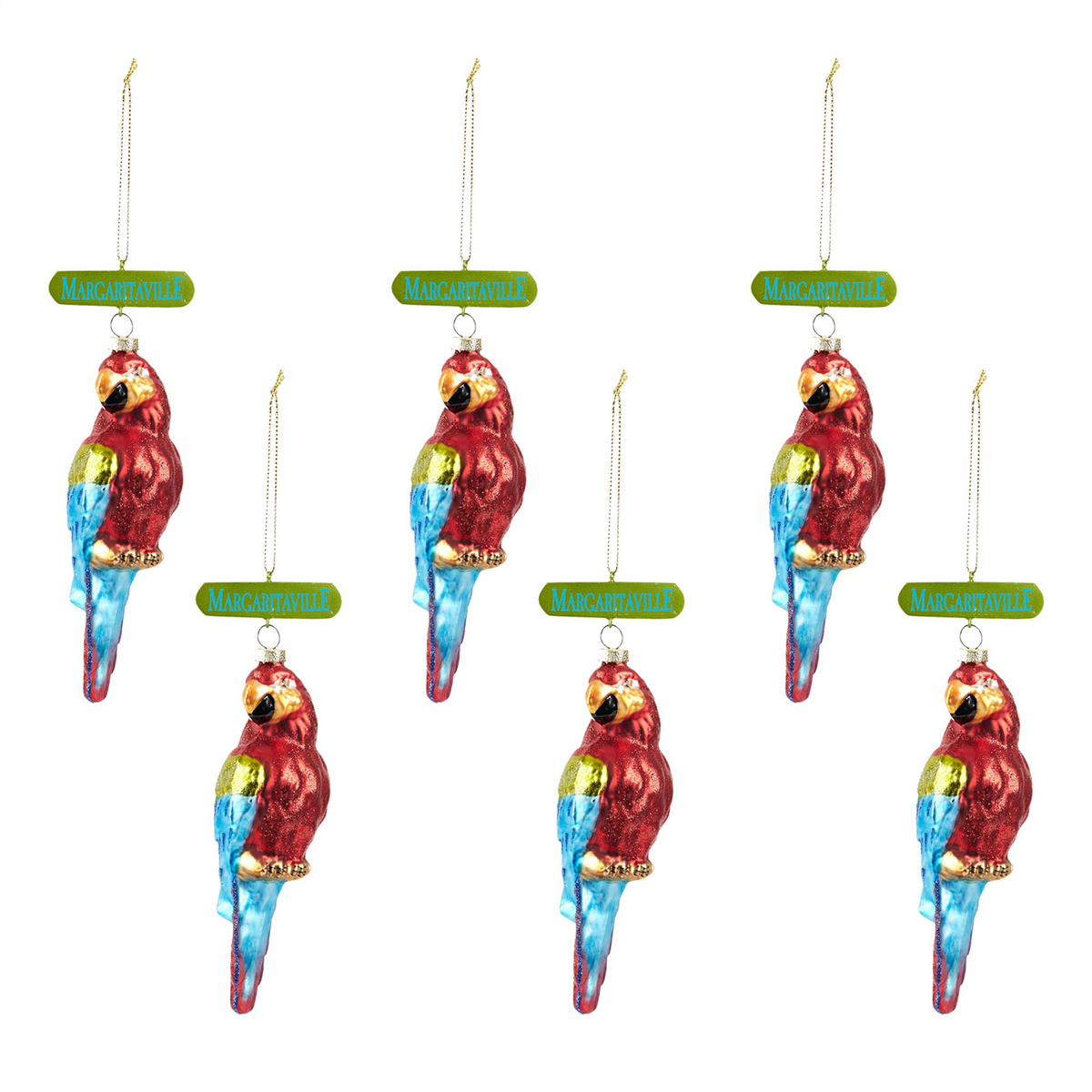 Margaritaville Parrot Ornament (Set of 6) -Ship Only