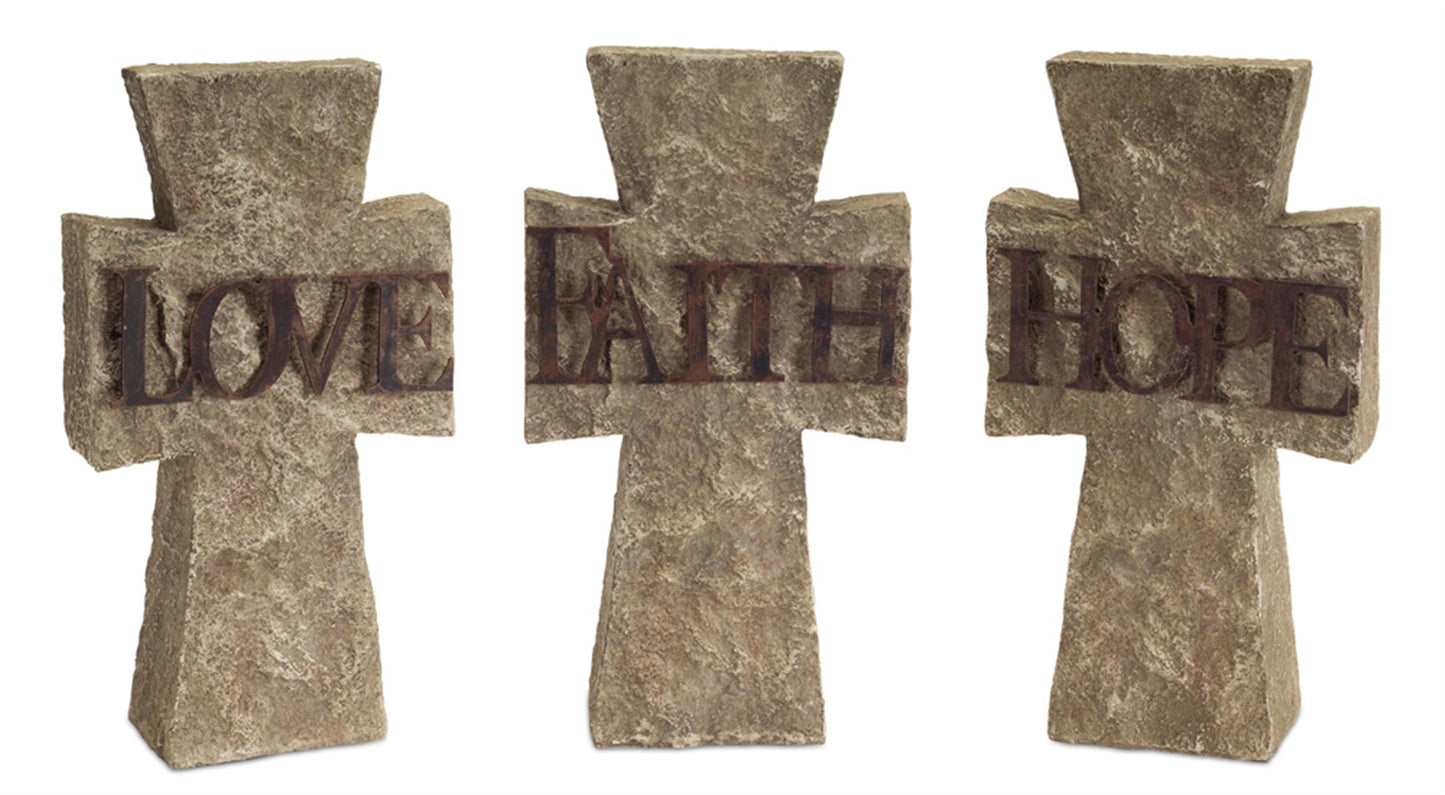 Stone Tabletop Sentiment Cross (Set of 3) -Ship Only