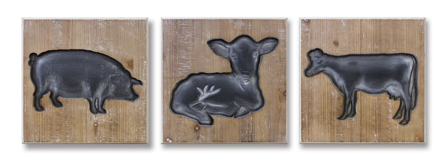 Farm Animal Plaque (Set of 3) -Ship Only