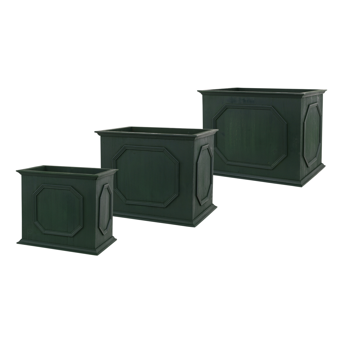 Green Wood Rectangle Platner Box (Set of 3) -Ship Only