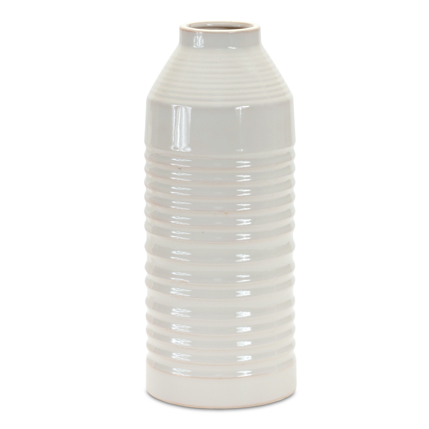 Modern Ribbed Terra Cotta Vase 14"H -Ship Only