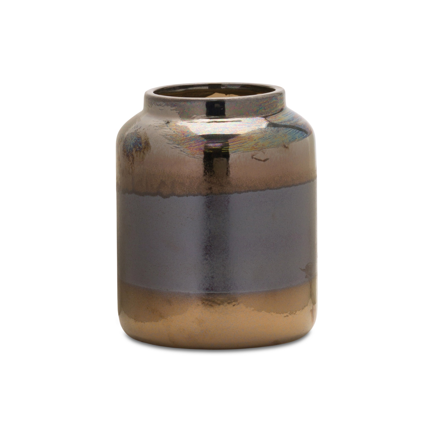 Modern Two Tone Vase with Irredescent Finish 7.5"H -Ship Only