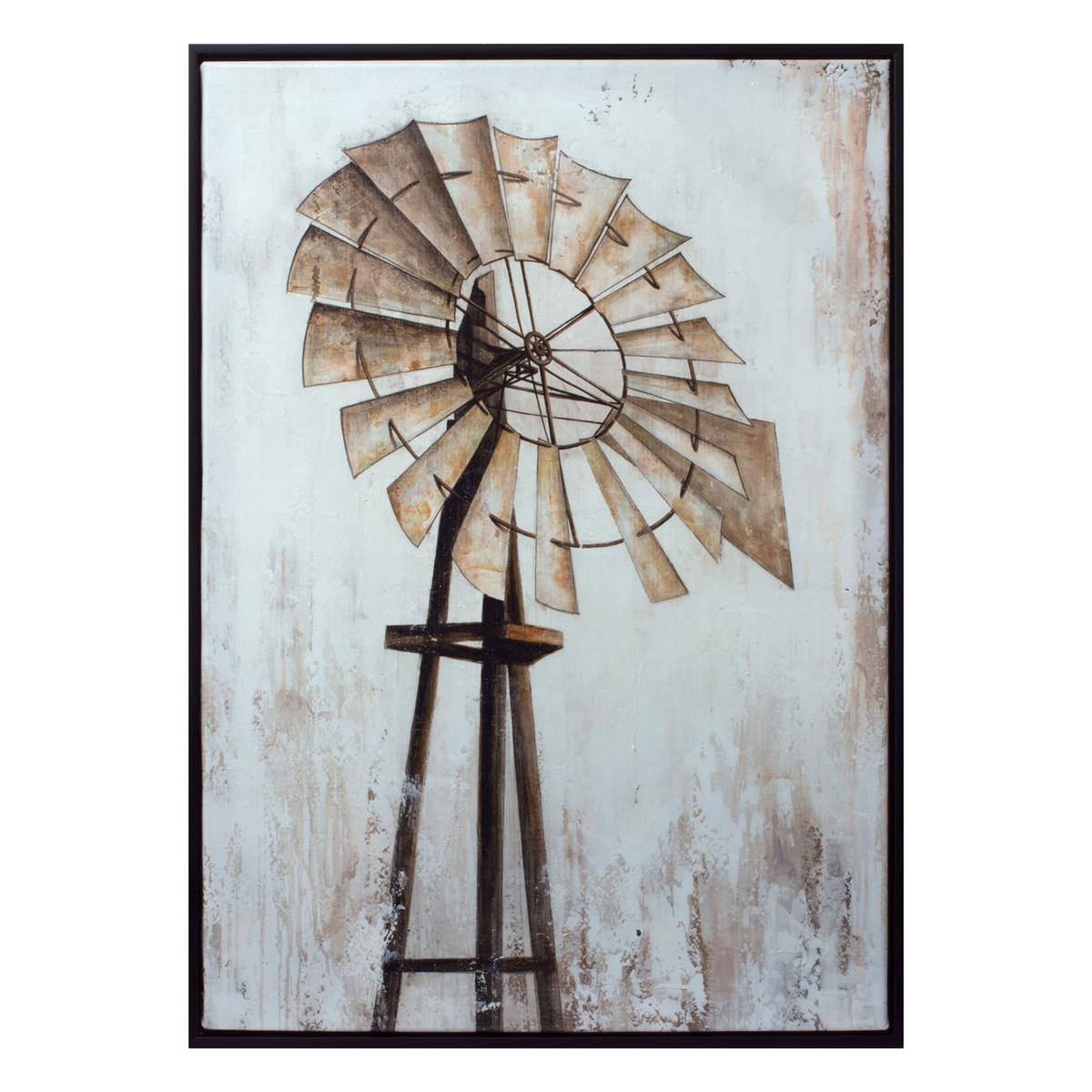 Framed Windmill Canvas Print 28"H -Ship Only