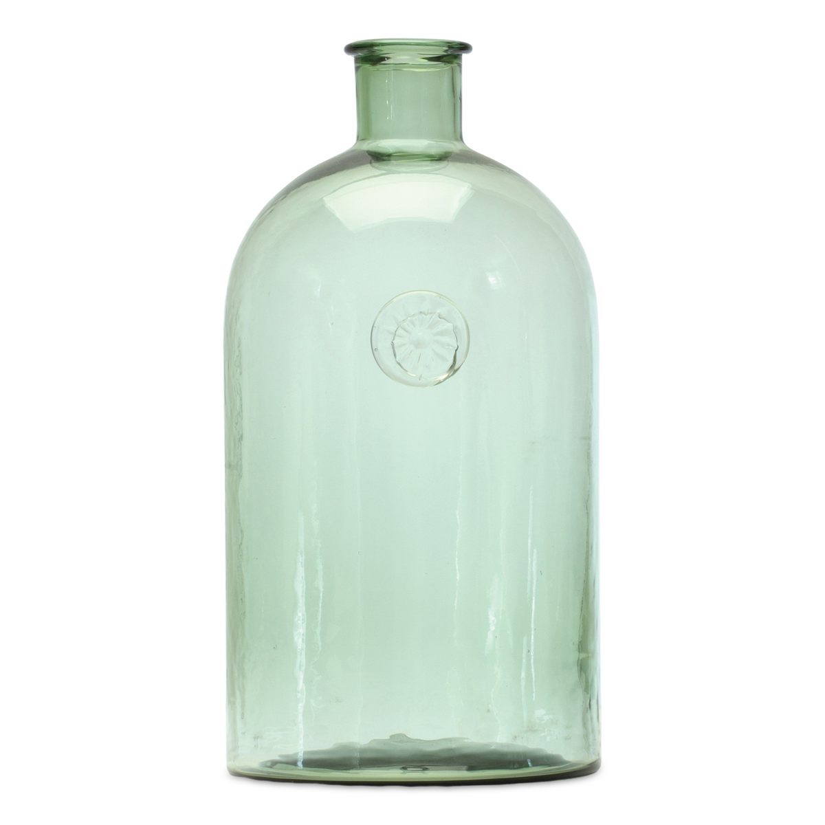 Sage Glass Bottle Neck Vase 12"H -Ship Only