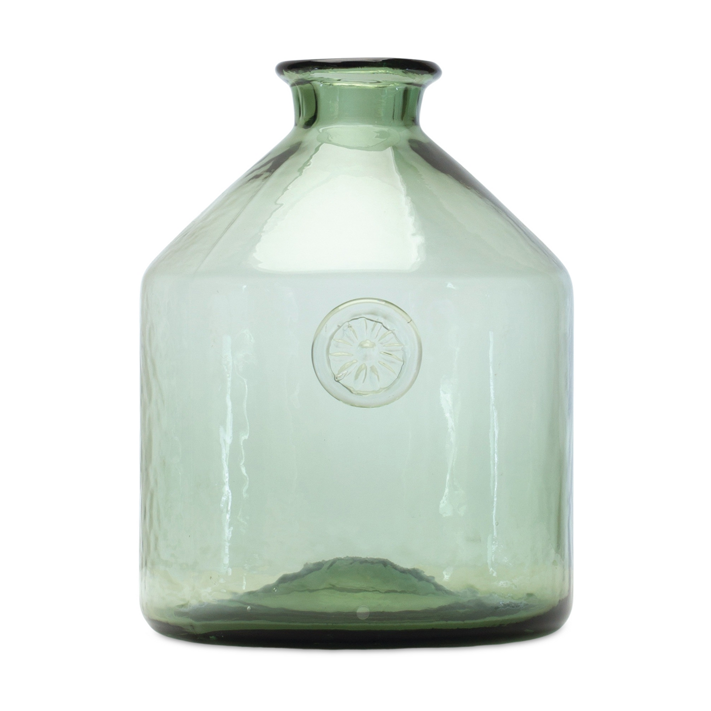 Sage Glass Bottle Neck Vase 9"H -Ship Only