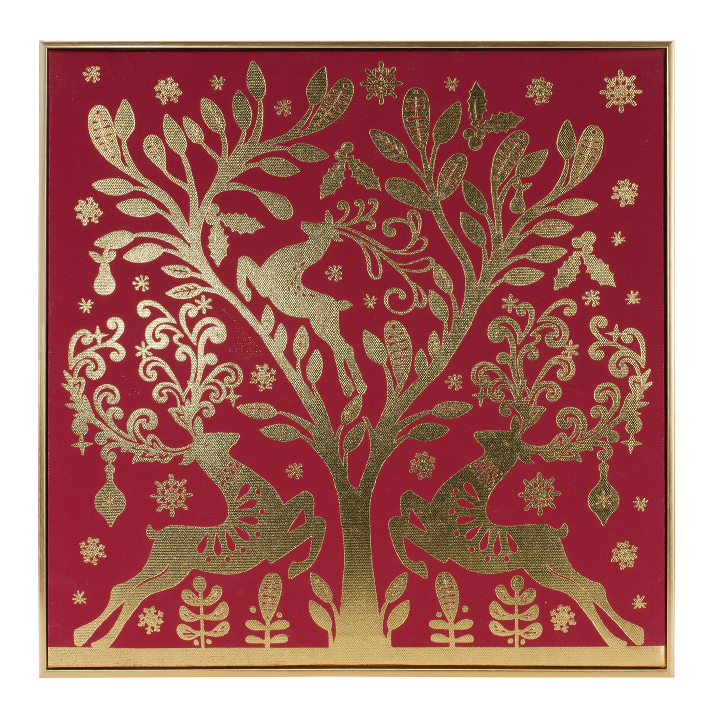 Framed Holiday Deer Print 15.5"SQ -Ship Only