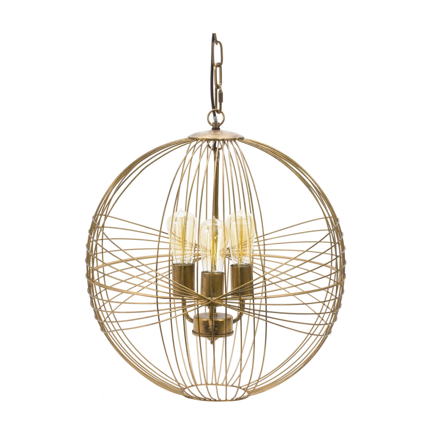 Intricate Metal Sphere Hanging Lamp 20"D -Ship Only