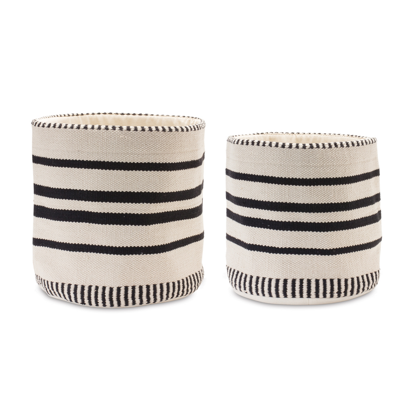 Striped Woven Cotton Basket (Set of 2) -Ship Only