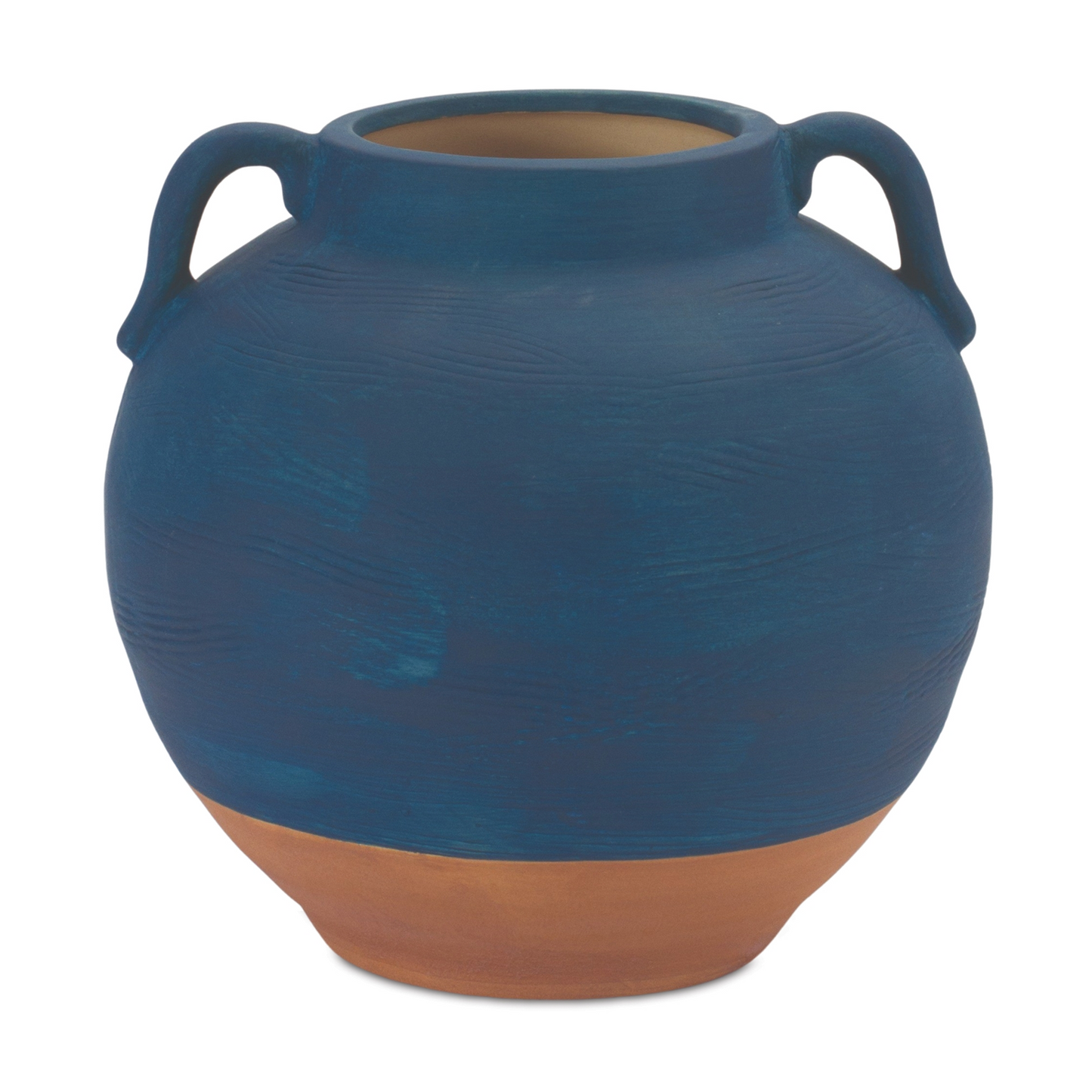 Ceramic Urn Vase with Terra Cotta Accent 7"H -Ship Only