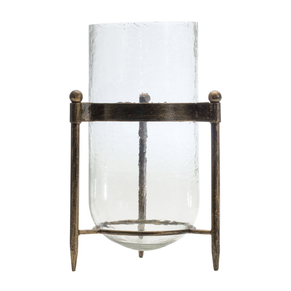 Candle Holder 13.5”H Iron/Glass -Ship Only