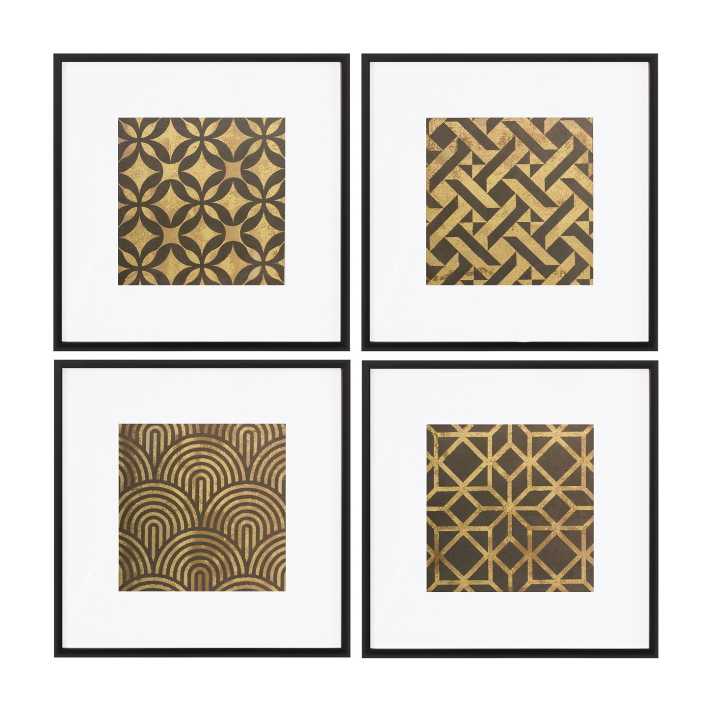 Framed Art Deco Geometric Print (Set of 4) -Ship Only