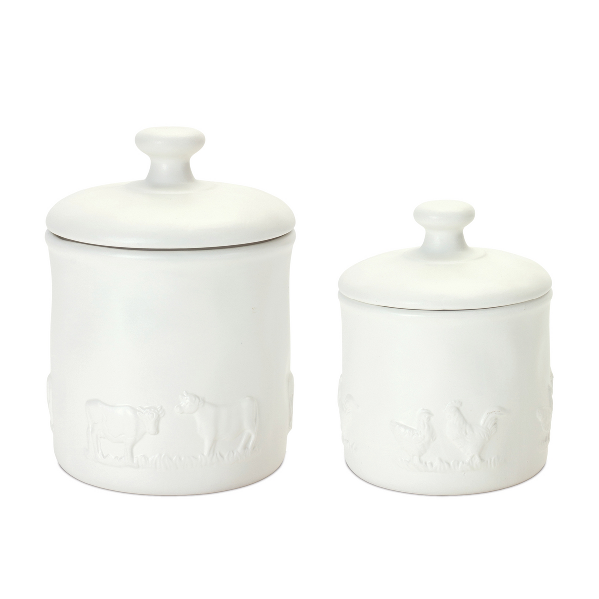 Ceramic Farm Animal Canister (Set of 2) -Ship Only