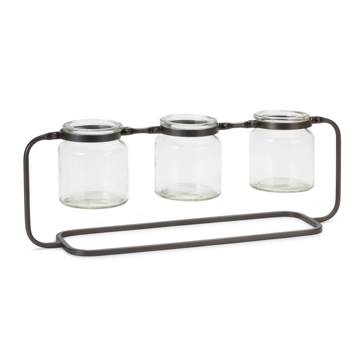 Bottle Vases in Iron Stand 19.75"L -Ship Only