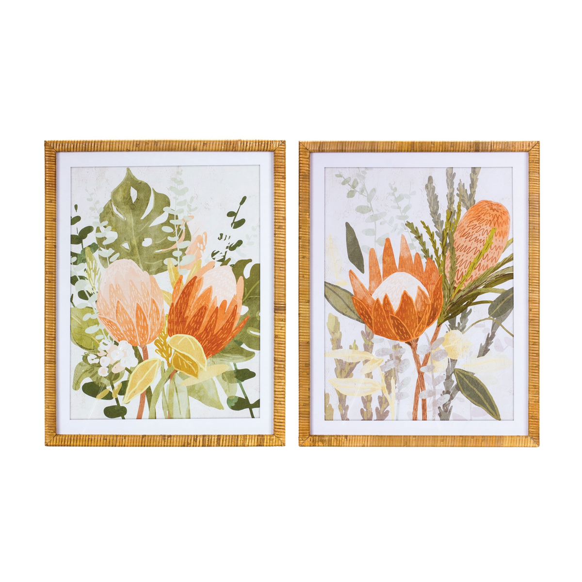 Framed Protea Floral Wall Art (Set of 2) -Ship Only
