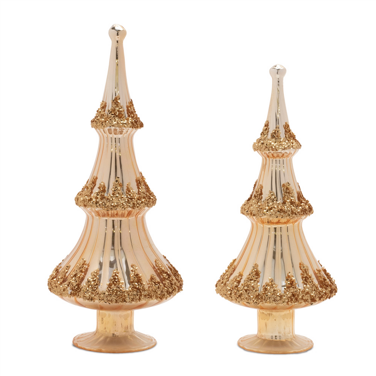 Tree (Set of 2) 12.5"H, 14.5"H Glass -Ship Only
