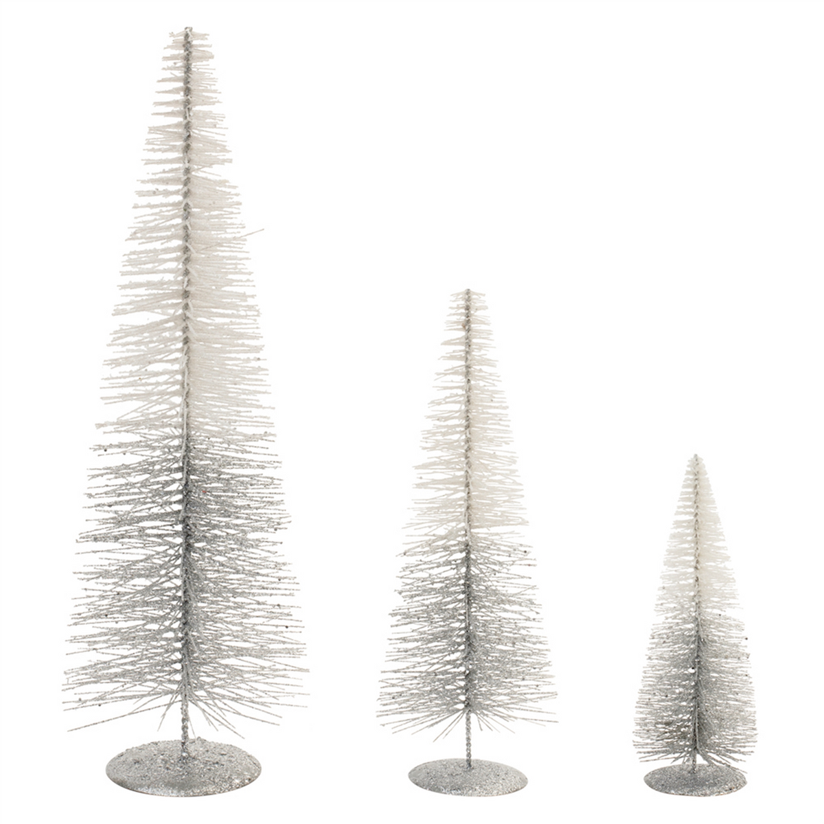 Glittered Ombre Bottle Brush Tree (Set of 3) -Ship Only