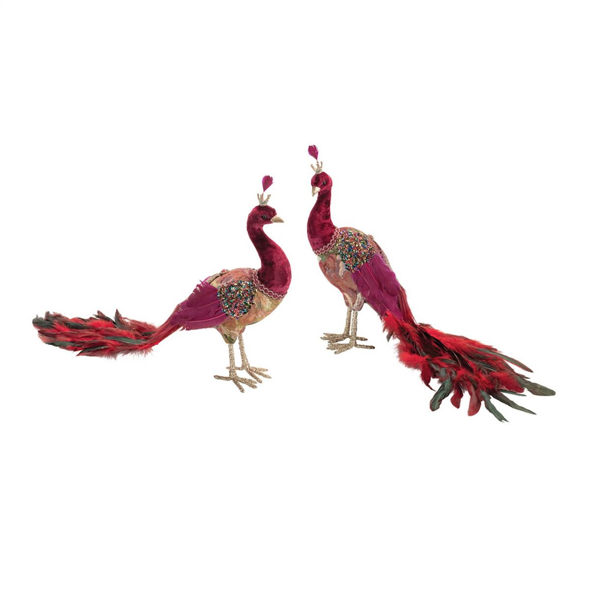 Royal Peacock (Set of 2) 14"L x 14"H, 21"L x 13"H Foam/Fabric