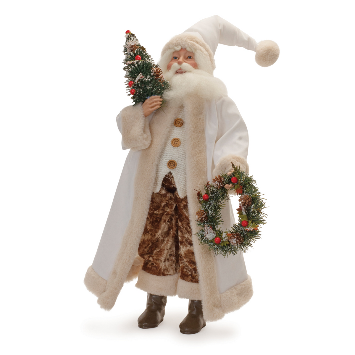 Beige Santa with Wreath and Tree 21.5" -Ship Only
