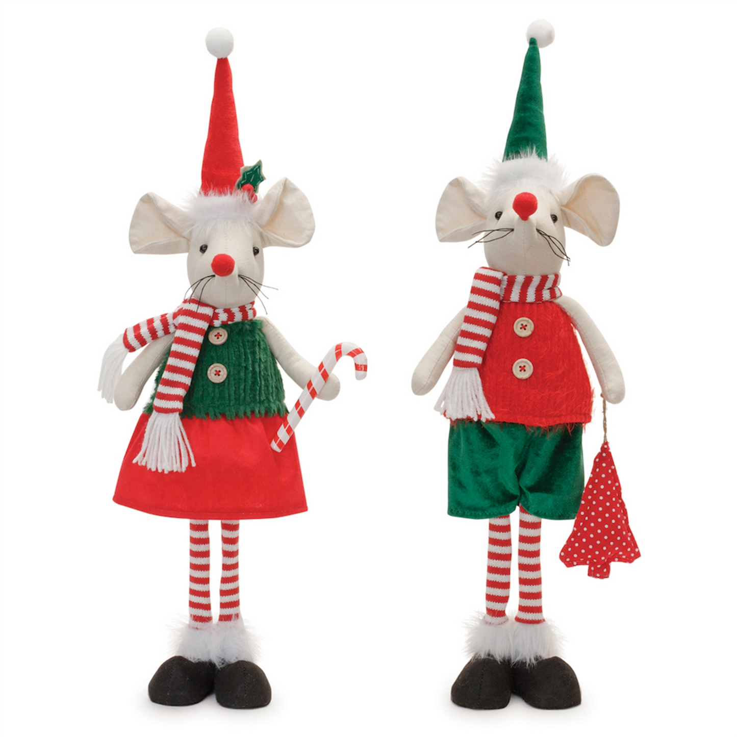 Plush Holiday Mouse Shelf Sitter (Set of 2) -Ship Only