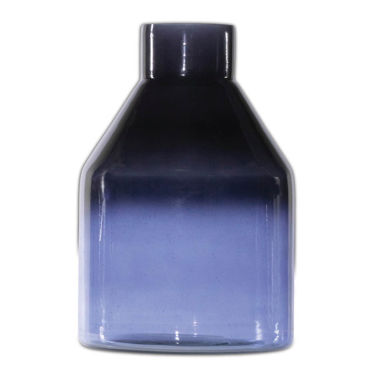Blue Soda Lime Glass Bottle Vase 7"H -Ship Only