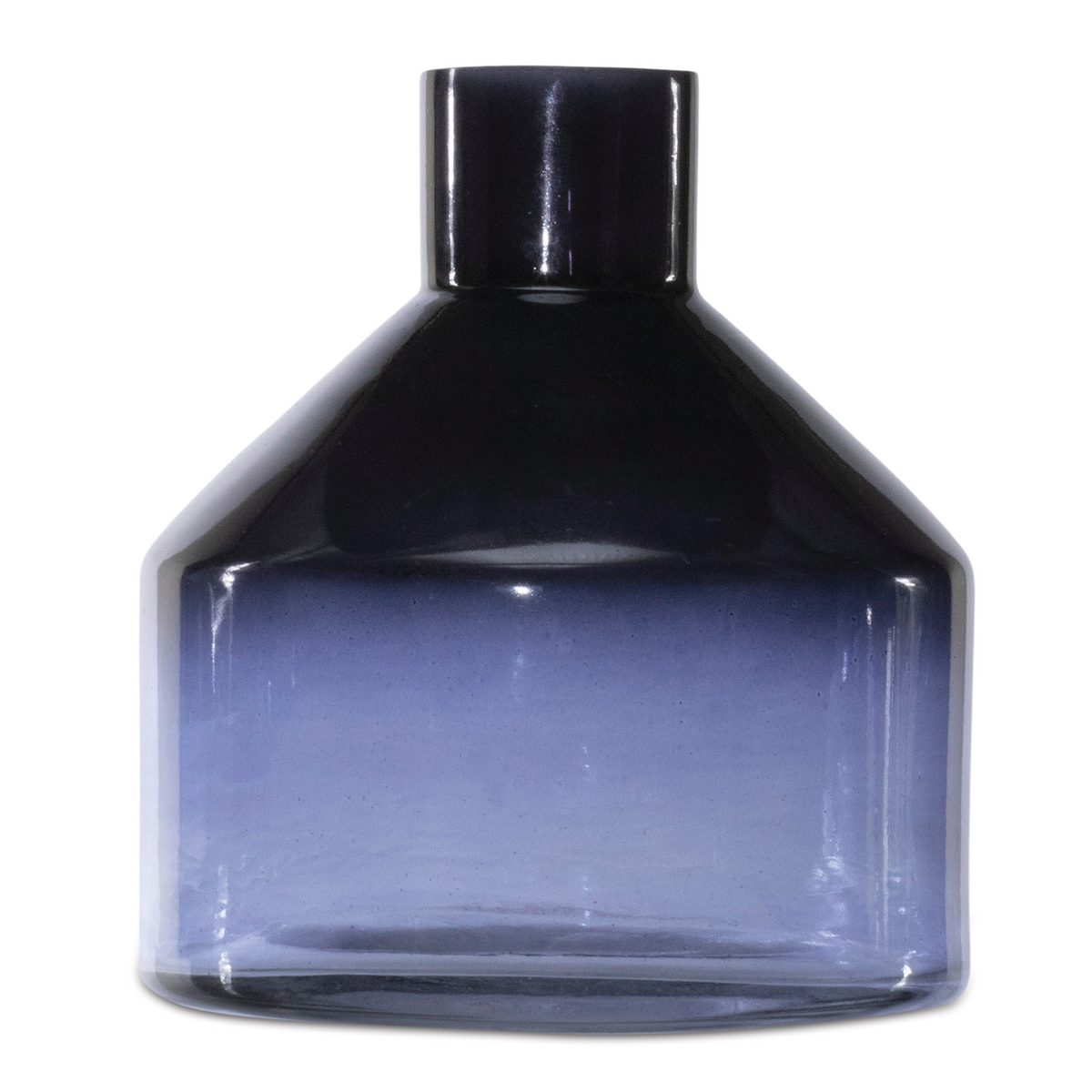 Blue Soda Lime Glass Bottle Vase 6"H -Ship Only