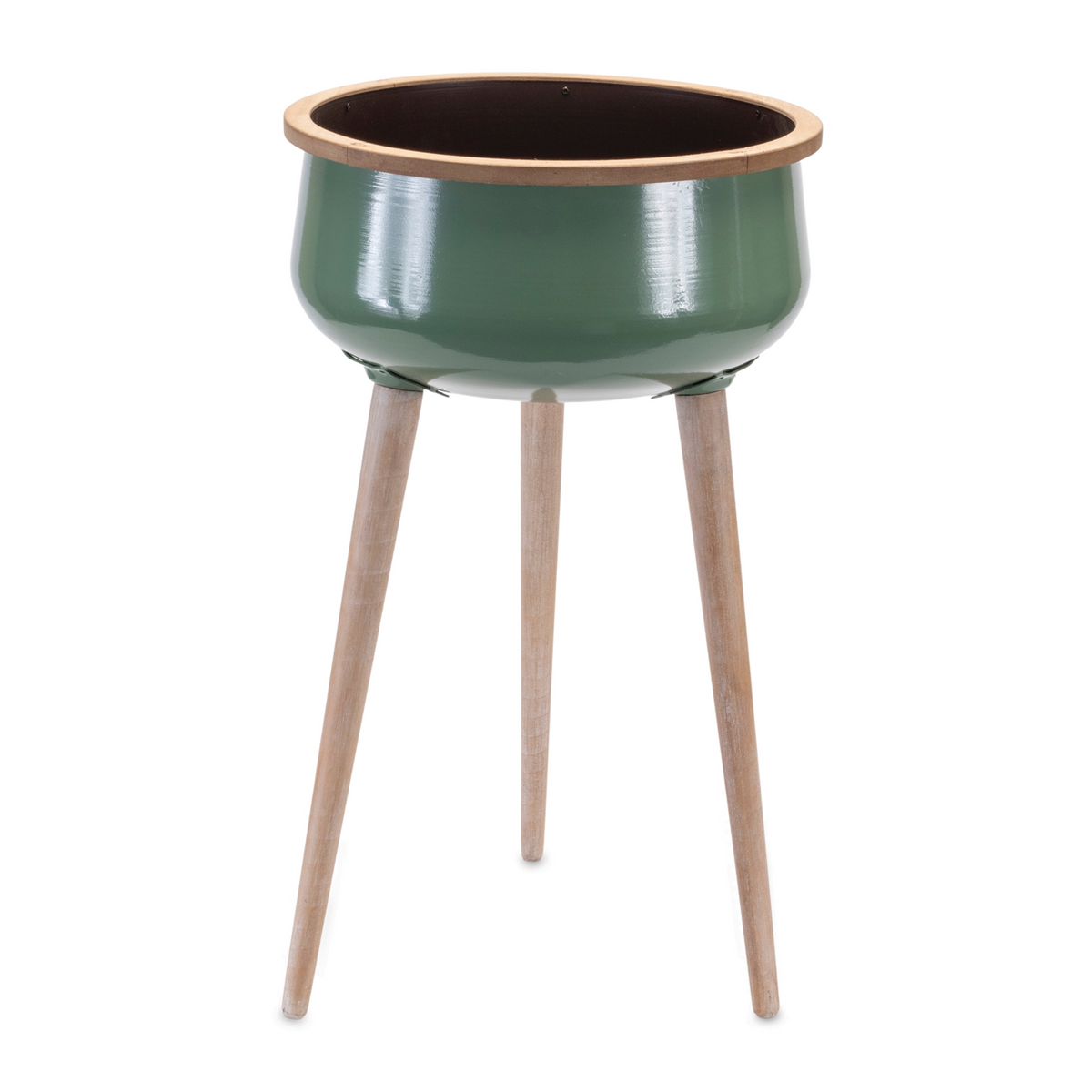 Metal Planter with Wood Legs 24"H -Ship Only