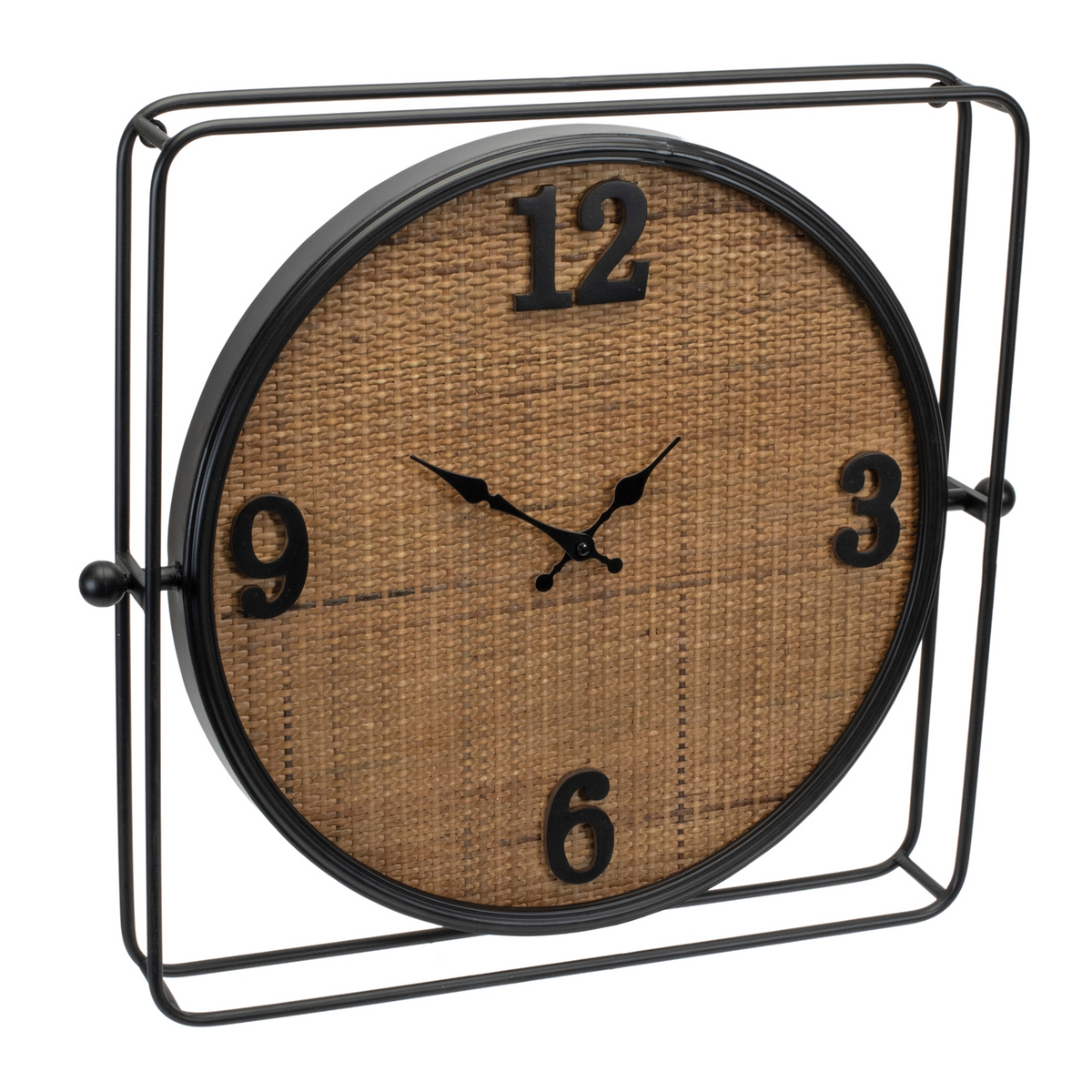 Wall Clock 19.5"SQ Iron/Wood -Ship Only