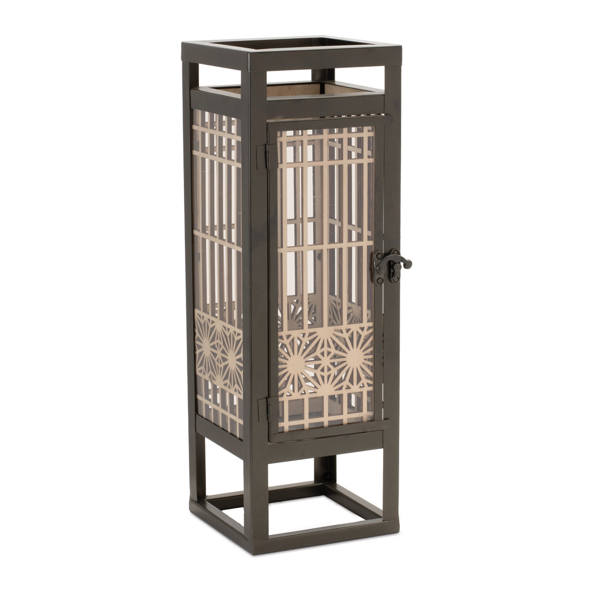 Cut Out Wood Candle Holder with Iron Frame 15"H -Ship Only