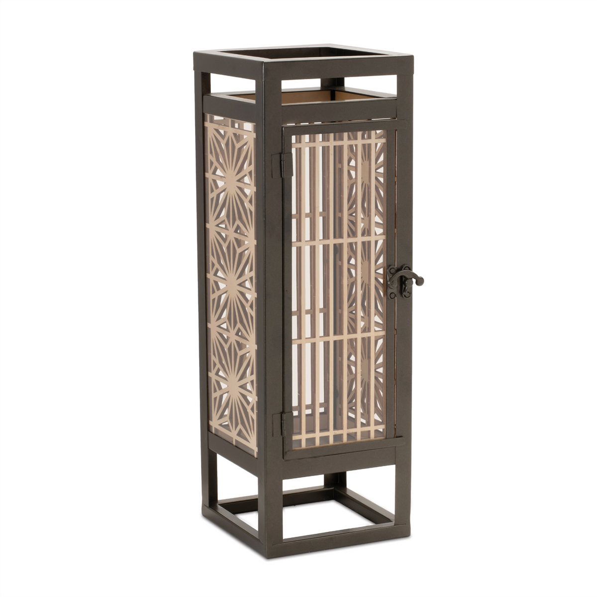Cut Out Wood Candle Holder with Iron Frame 15"H -Ship Only