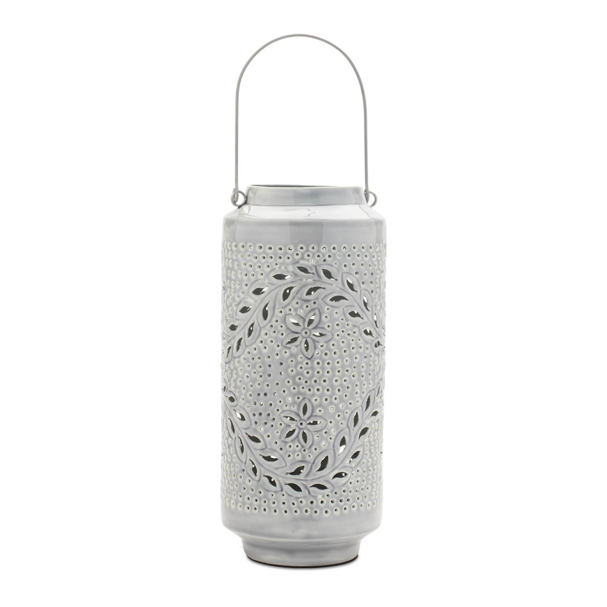 Punched Metal Candle Lantern 15.5"H -Ship Only
