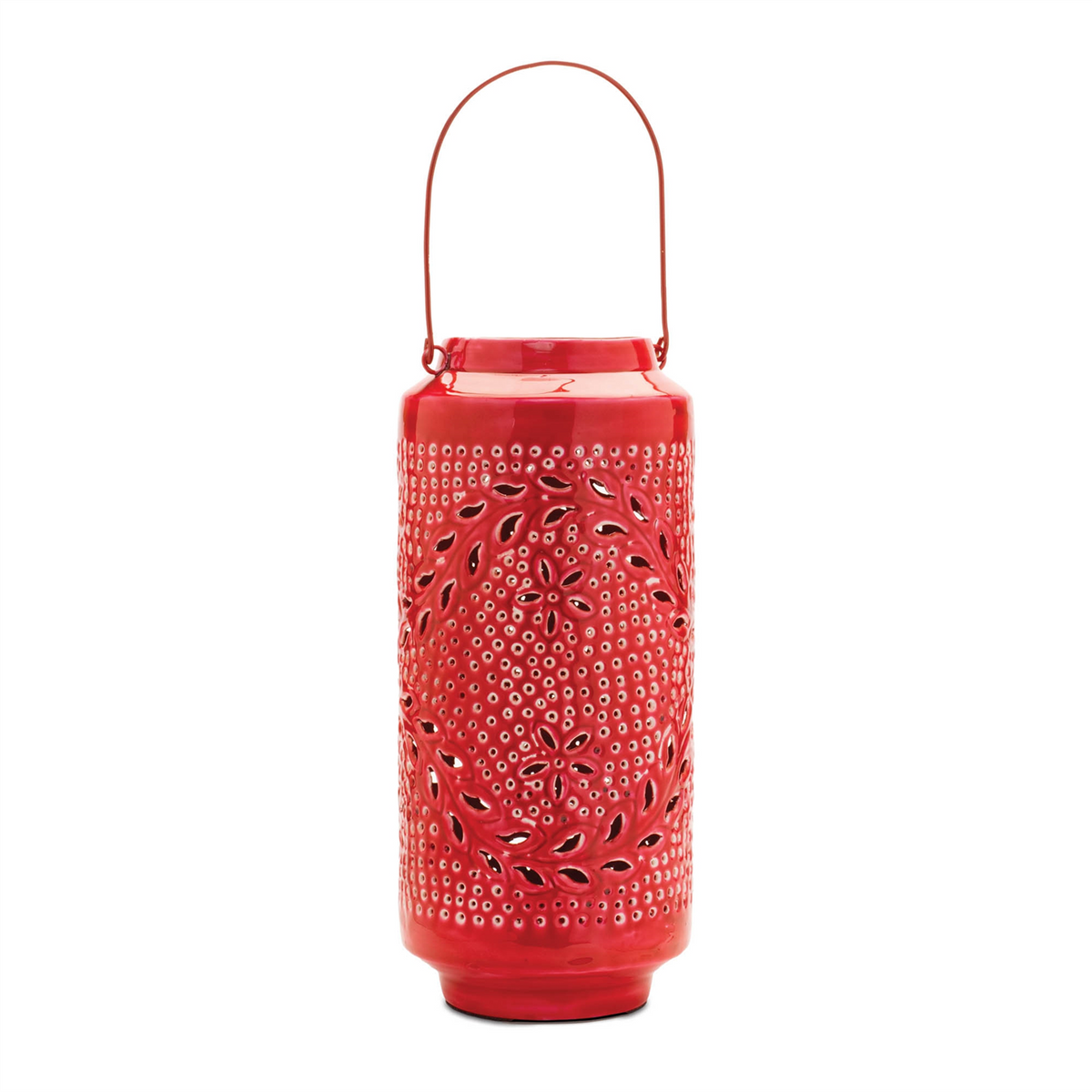 Punched Metal Candle Lantern 15.5"H -Ship Only