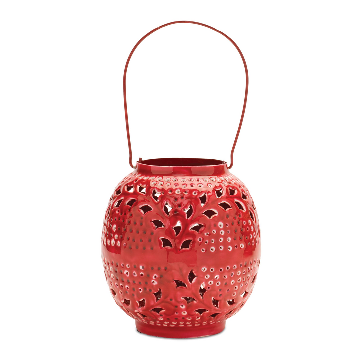 Punched Metal Candle Lantern 8"H -Ship Only