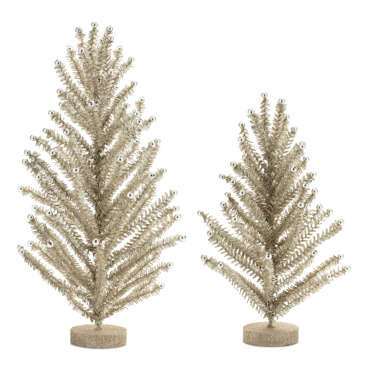 Glittered Tinsel Pine Tree (Set of 2) -Ship Only