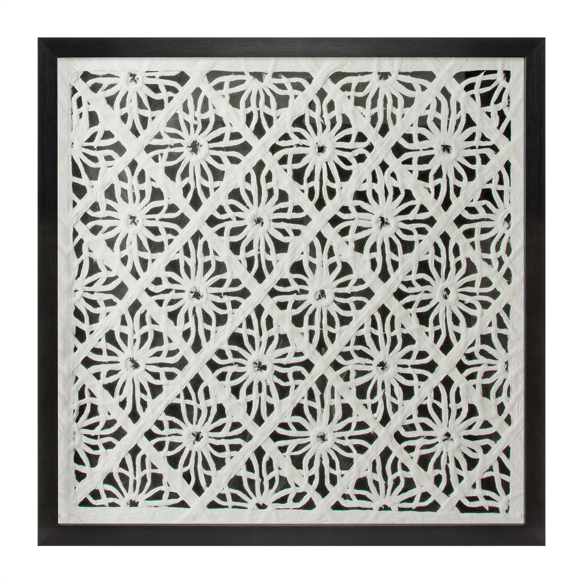 Framed Floral Wall Decor Under Glass 19.5"SQ