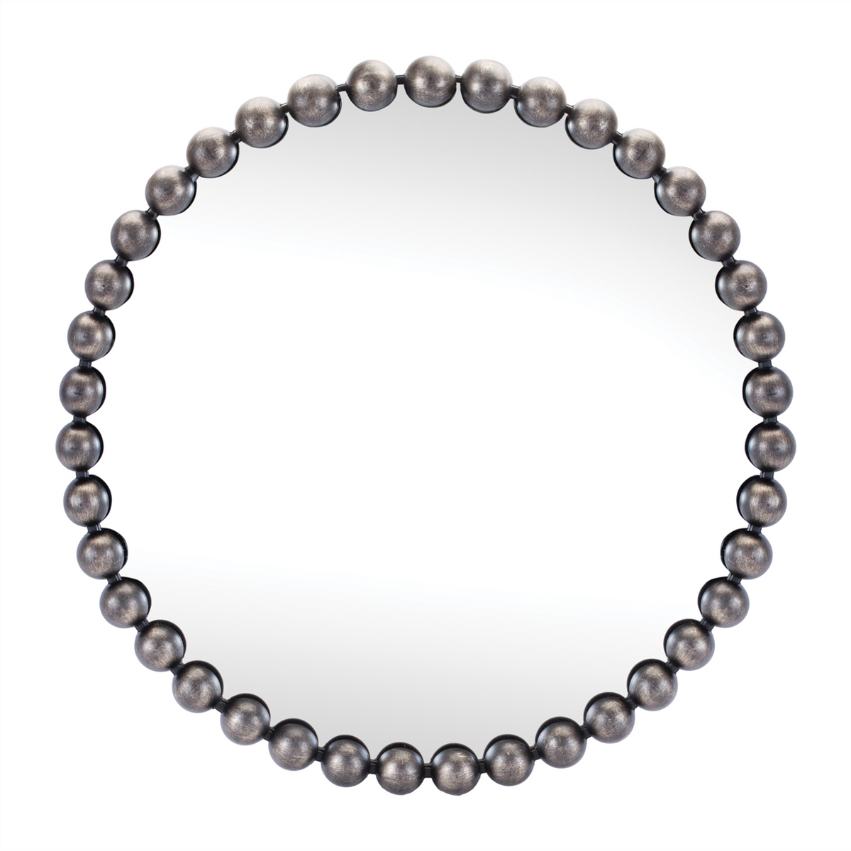 Round Beaded Metal Wall Mirror 23.5"D -Ship Only