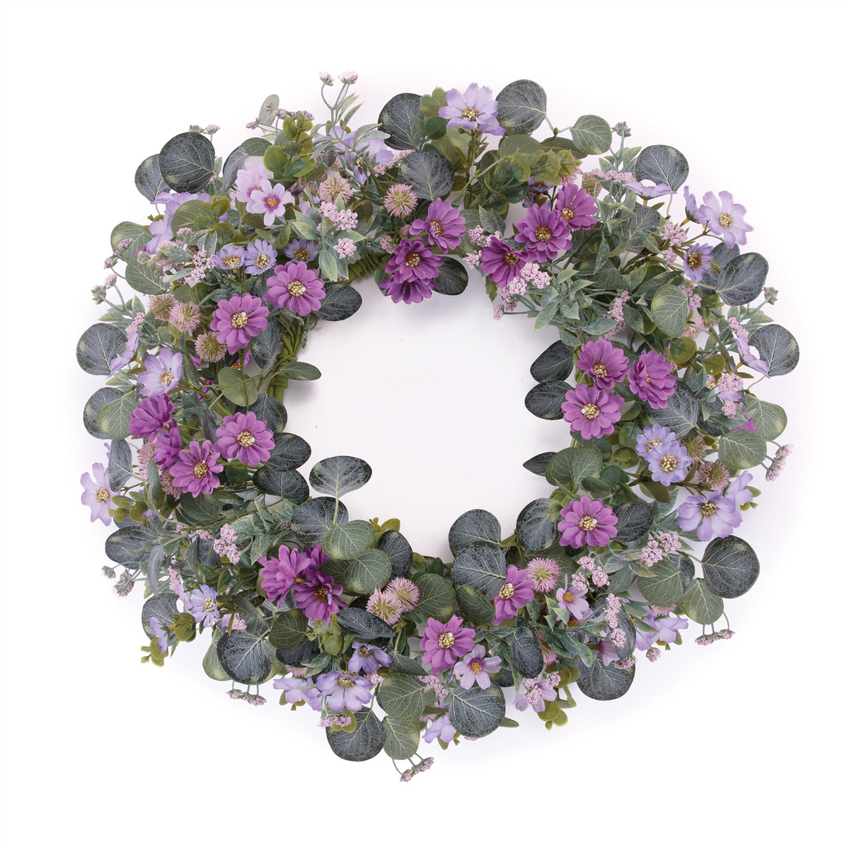 Mixed Daisy Floral and Thistle Wreath 22"D -Ship Only