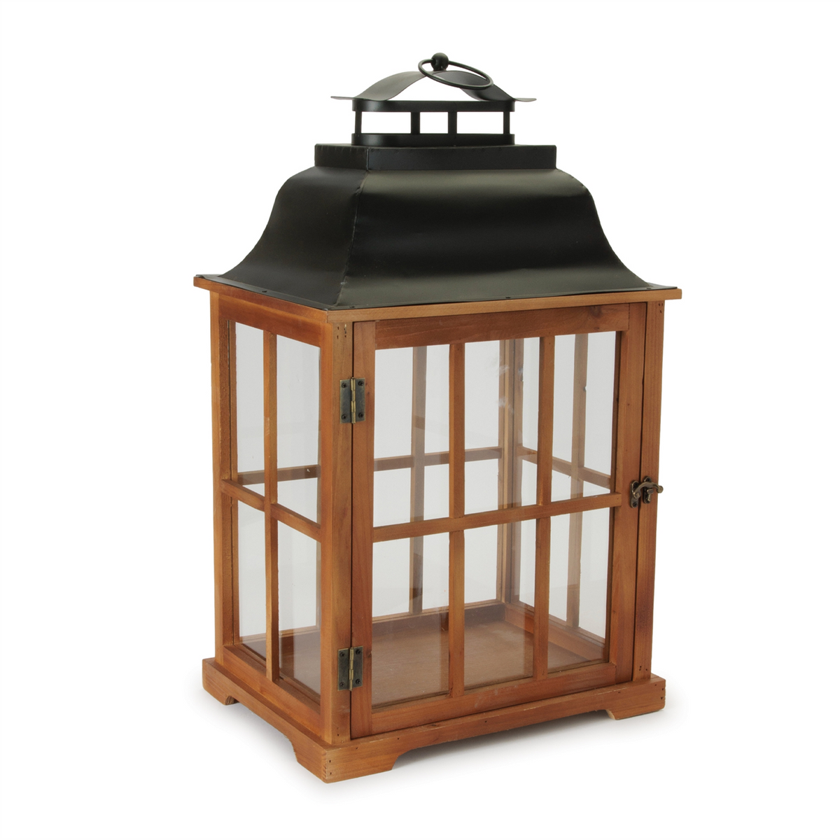 Lantern (Set of 2) 19.5"H, 24.5"H Wood/Glass/Iron