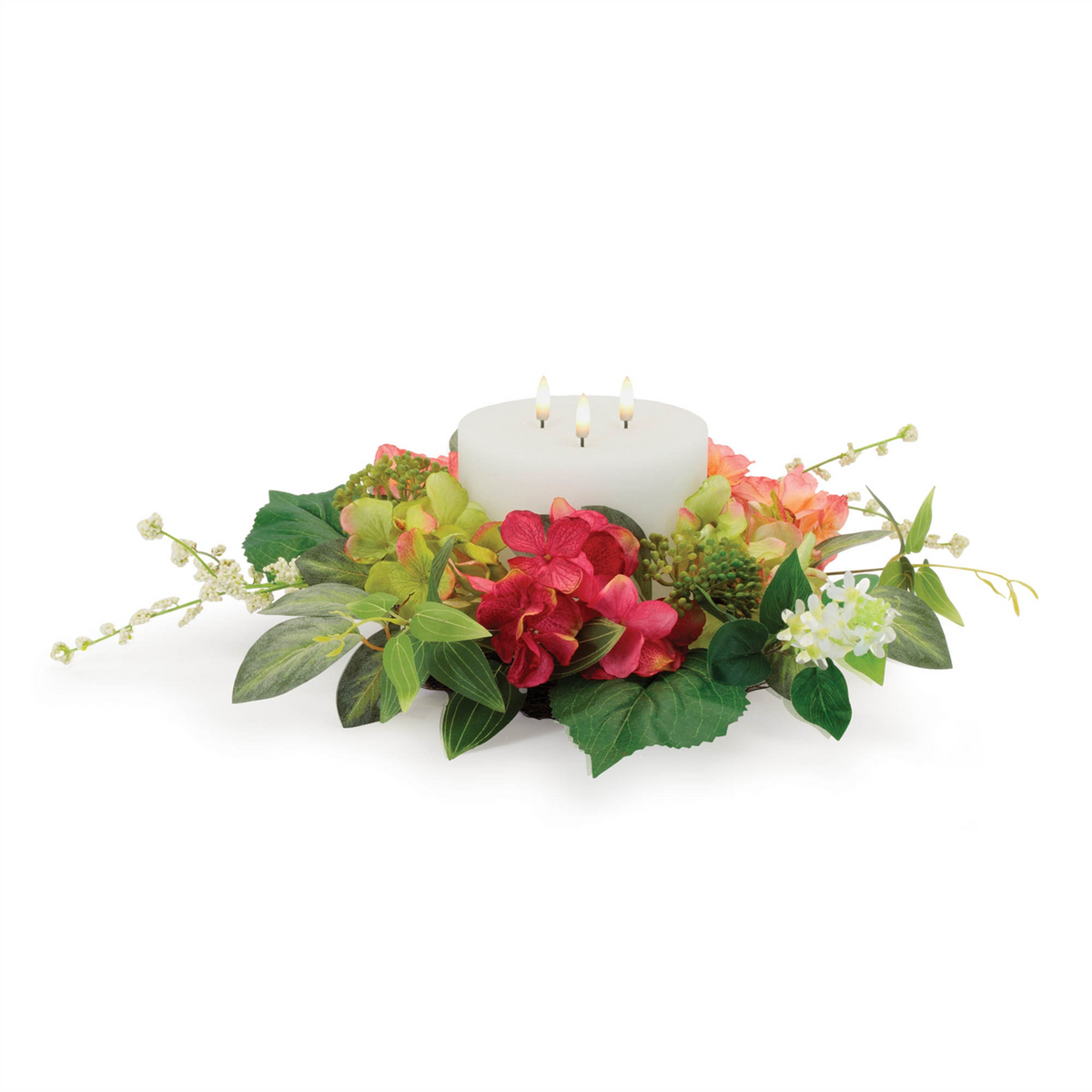 Hydrangea Candle Ring 17"D Polyester (Fits a 6" Candle) -Ship Only