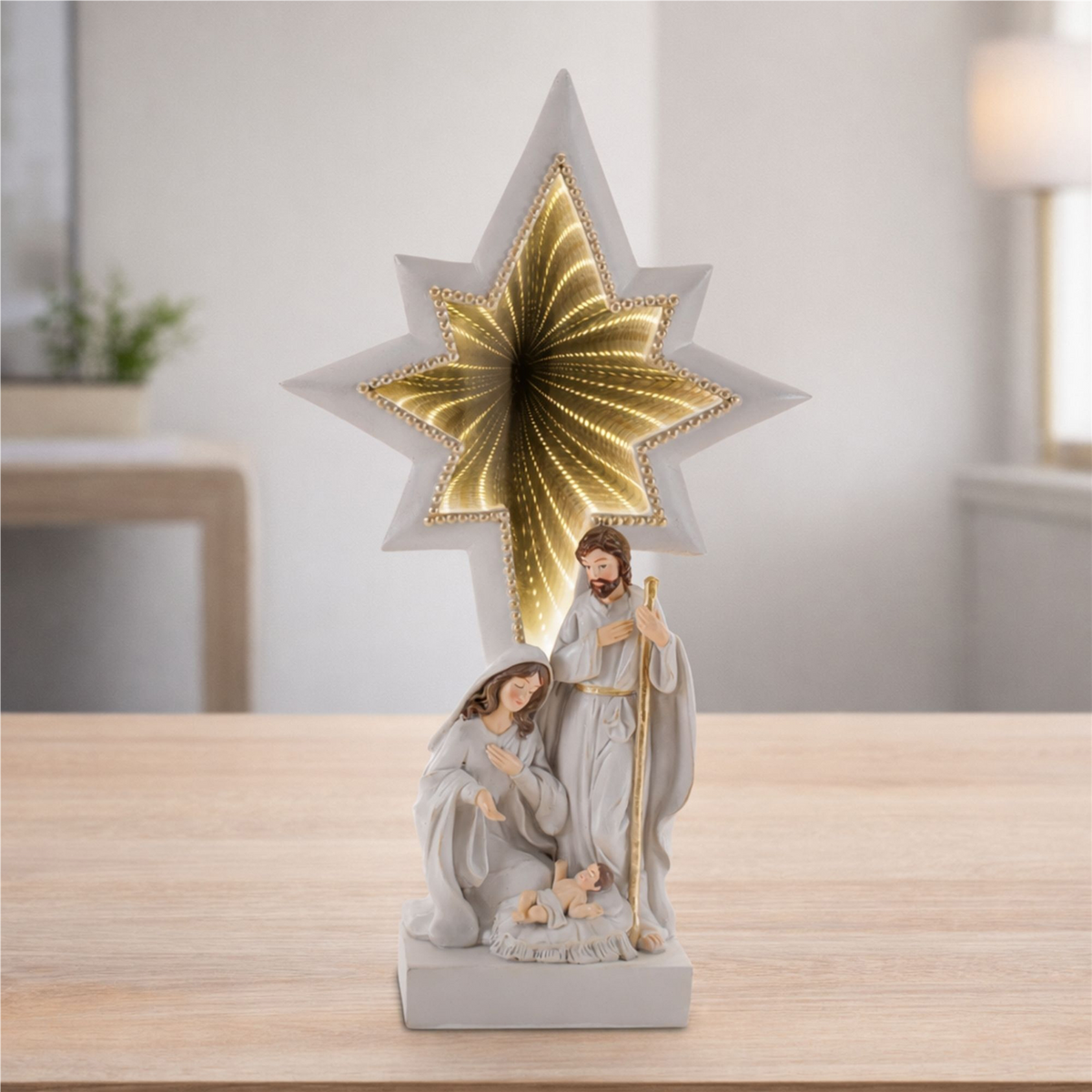 Holy Family w/Star 15.5”H Resin/Acrylic USB Cord Included -Ship Only