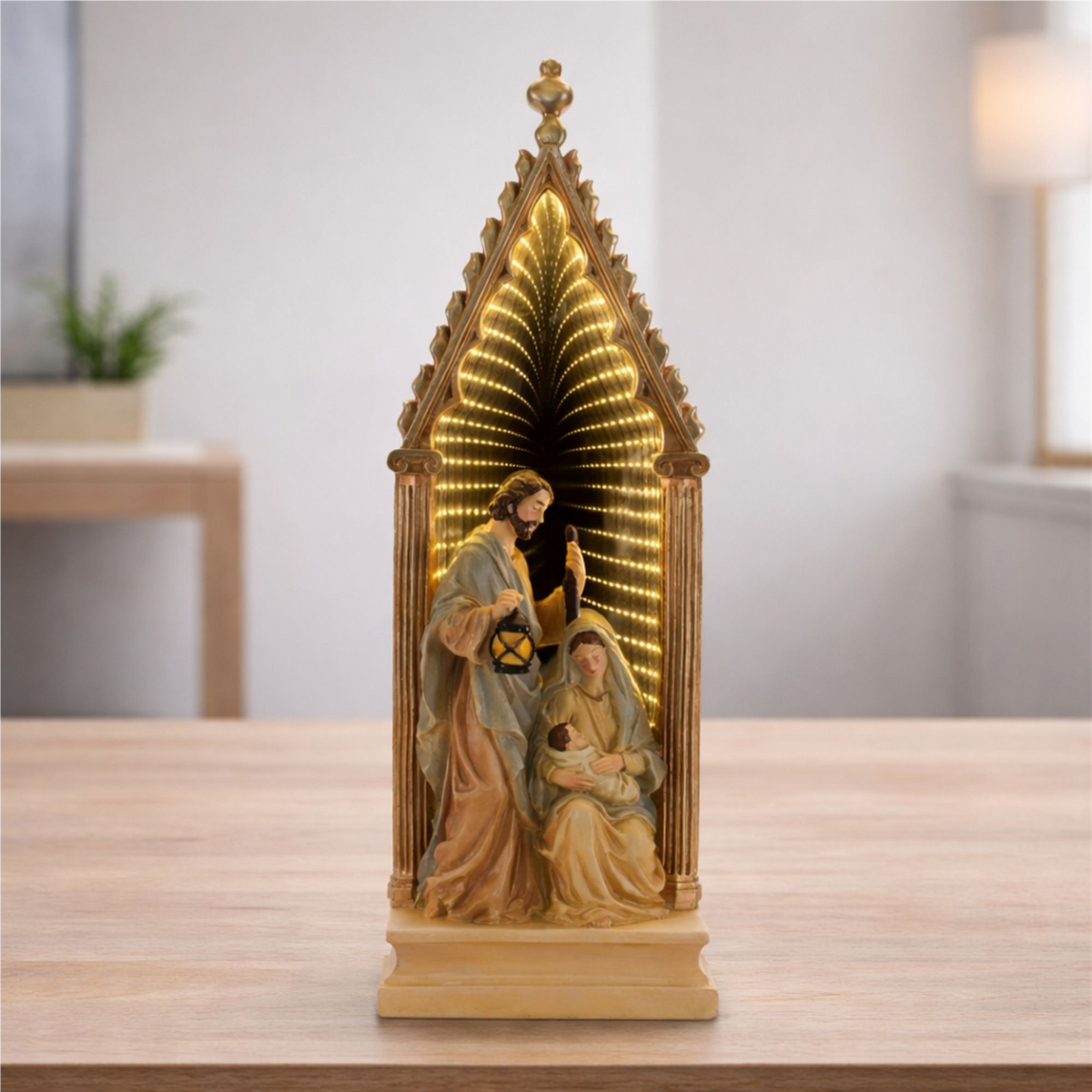 Holy Family w/Ekkolight 23”H Resin/Acrylic -Ship Only