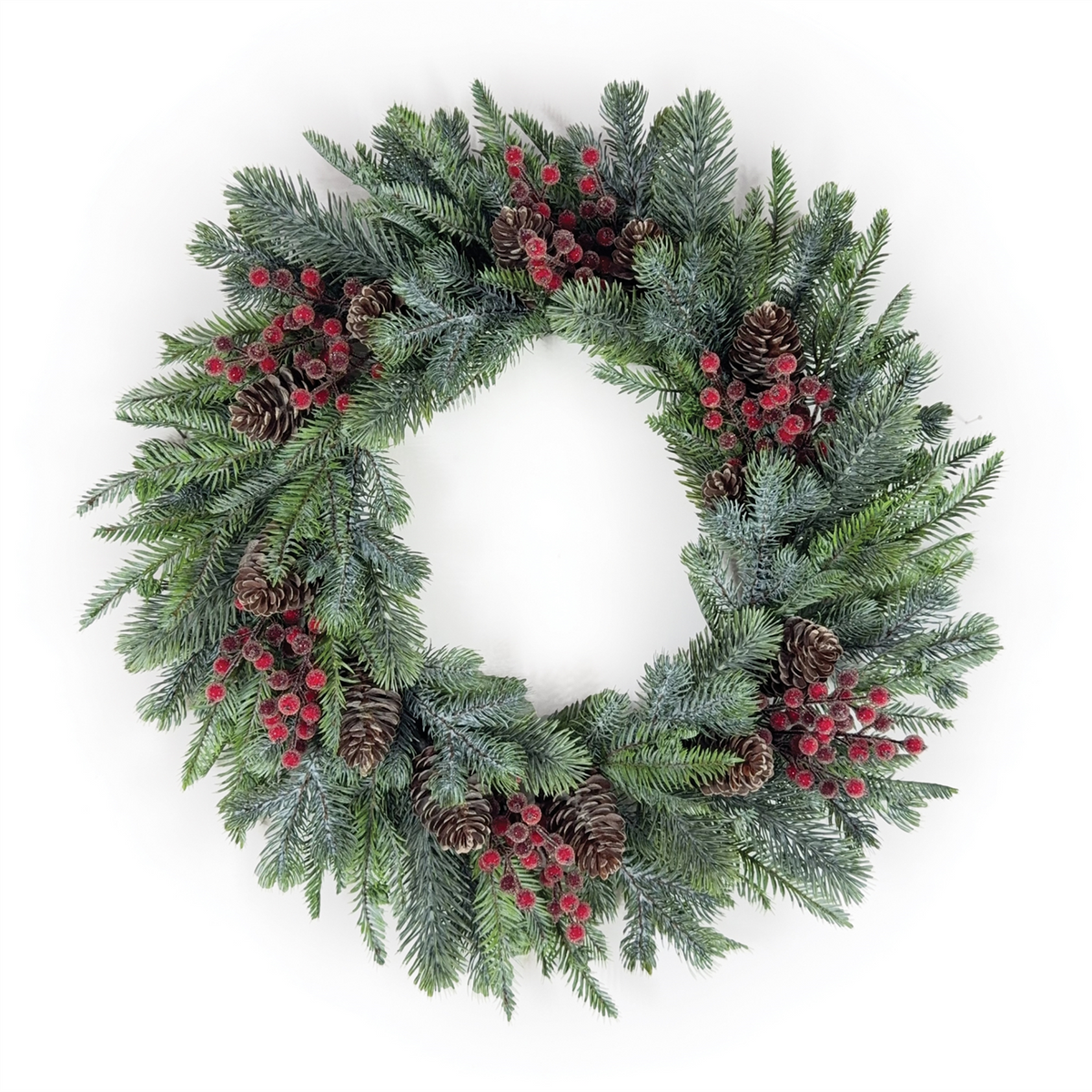 Pine and Berry Wreath 24”D Plastic