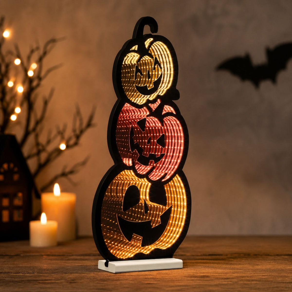 Triple Jack-o-Lantern Ekkolight 23"H -Ship Only